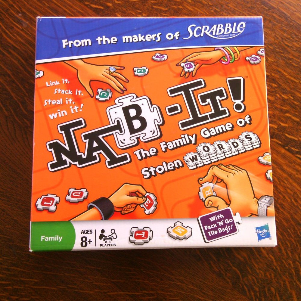 Hasbro's Nab-It! word game letter tiles Building Words Family Crossword Games